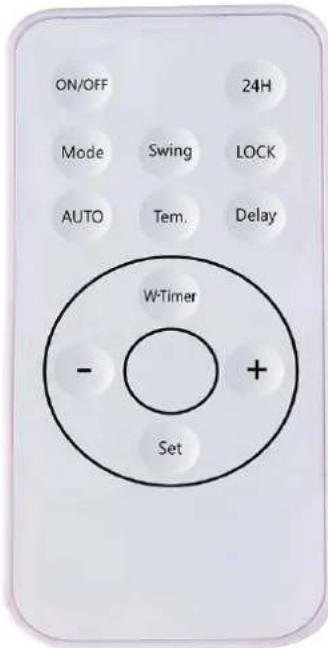 ON/OFF 24H Mode Swing LOCK AUTO Tem. Delay W-Timer - + Set