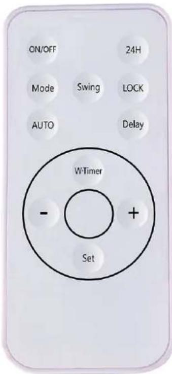 ON/OFF 24H Mode Swing LOCK AUTO Delay WTimer - + Set