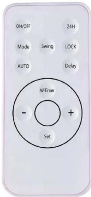 ON/OFF 24H Mode Swing LOCK AUTO Delay W-Timer - + Set