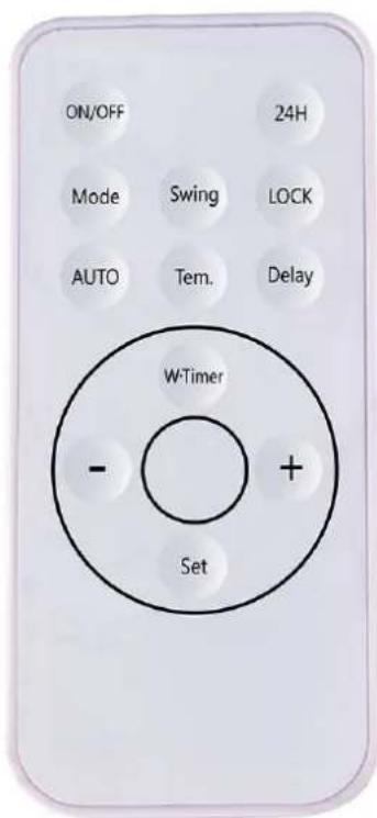 ON/OFF 24H Mode Swing LOCK AUTO Tem. Delay W-Timer - + Set
