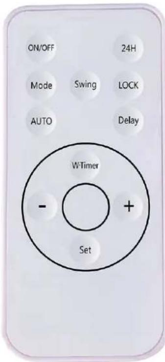 ON/OFF 24H Mode Swing LOCK AUTO Delay W:Timer - + Set