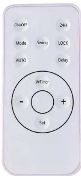 ON/OFF 24H Mode Swing LOCK AUTO Delay WtTimer - + Set