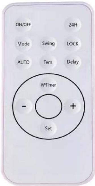 ON/OFF 24H Mode Swing LOCK AUTO Tem. Delay W-Timer - + Set