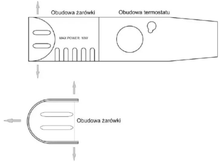 Obudowa żarówki Obudowa termostatu MAX POWER: 10W Obudowa żarówki