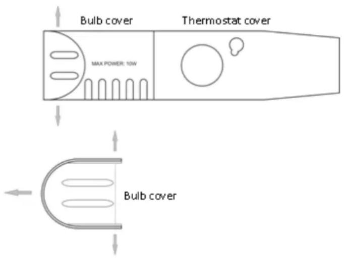 Bulb cover Thermostat cover MAX POWER: 10W Bulb cover