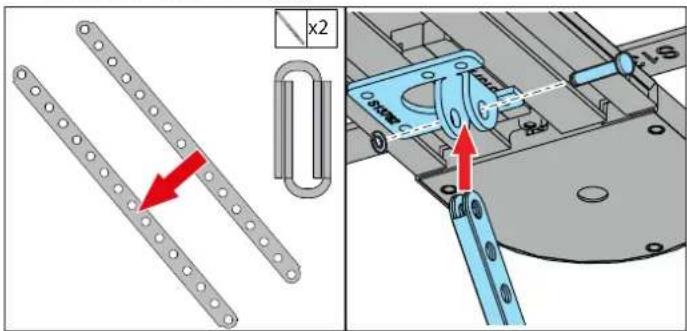 Technical diagram showing mechanical assembly with labeled components and directional arrows indicating motion or movement.