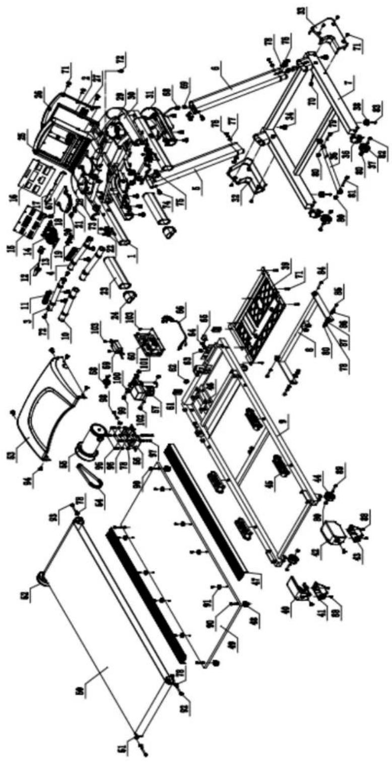 Technical schematic diagram of a mechanical assembly with numbered components and labeled parts