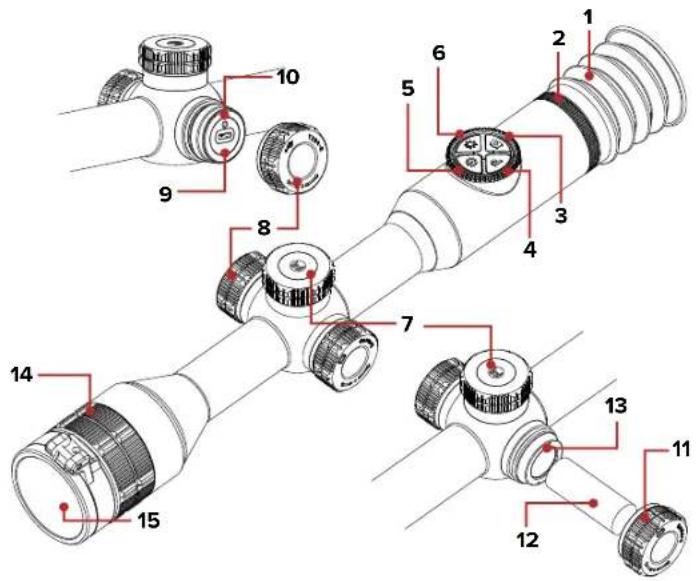 Technical diagram of a mechanical device with numbered parts for identification