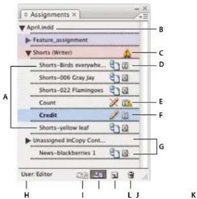 Assignments April.indd Feature_assignment Shorts (Writer) Shorts-Birds everywhere... Shorts-006 Gray Jay Shorts-022 Flamingoes Count Credit Shorts-yellow leaf Unassigned InCopy Cont... News-blackberries 1 User: Editor H I L J K A B C D E F G