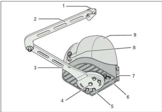 Technical diagram of a mechanical device with numbered components for identification