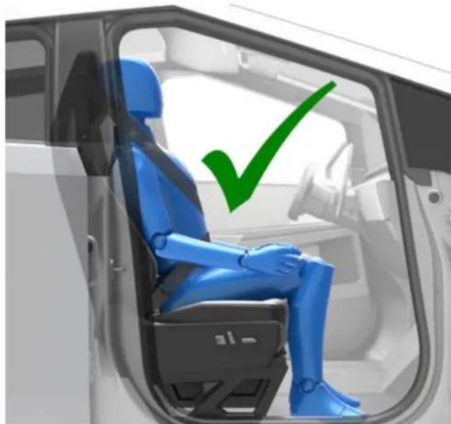 TESLA Cybertruck (2025) - Examples of Correct and Incorrect Seating Positions - 1