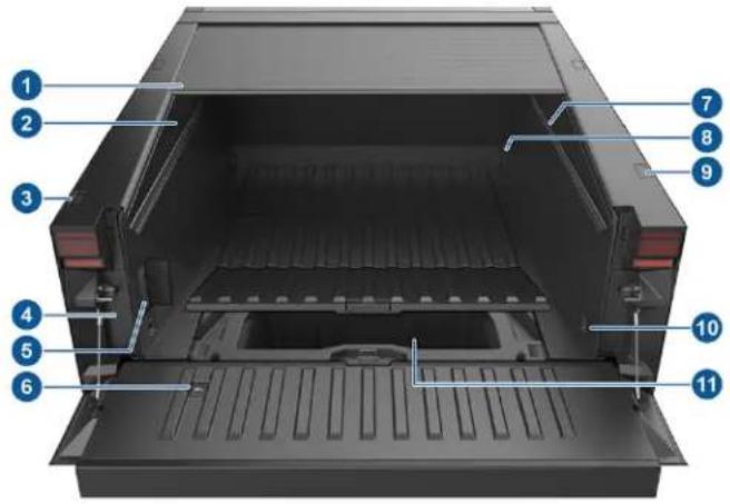 Labeled diagram of a vehicle chassis showing numbered components for identification