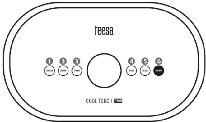 reesa 1 2 3 4 5 6 COOLER CHINE TIMER WMOR SPEED RESET COOL TOUCH P200