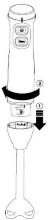 Diagram of a handheld device with labeled parts and directional arrows indicating assembly or operation.