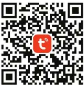 QR code with central red logo containing stylized 't' and signal icon