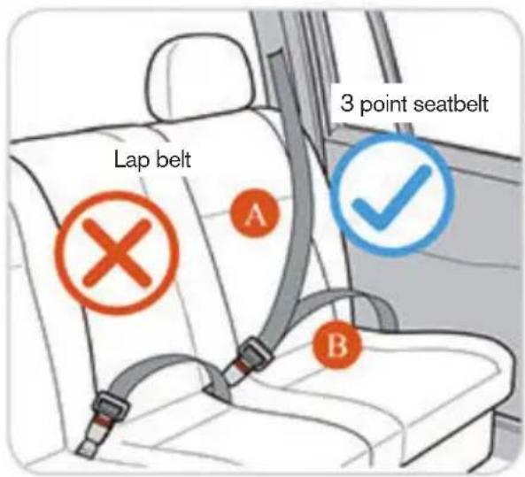 Lap belt A B 3 point seatbelt