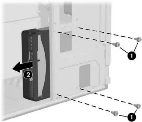 Diagram showing a device interior with labeled components and dashed lines indicating alignment or connection points.