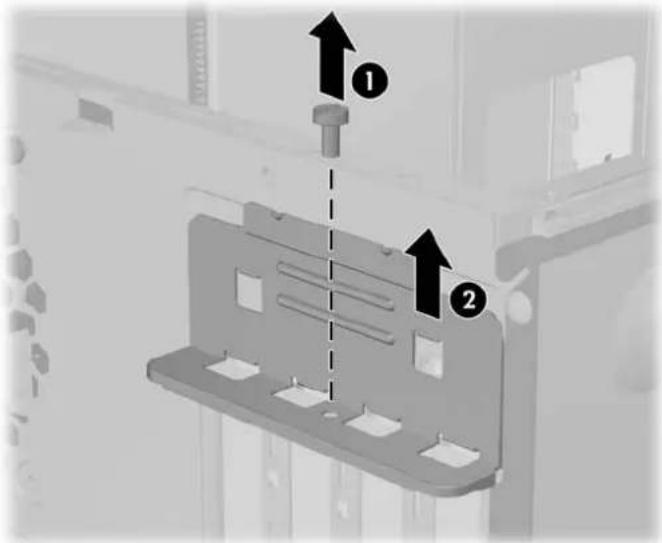 Technical diagram showing a mechanical component with numbered callouts and directional arrows indicating assembly or movement.