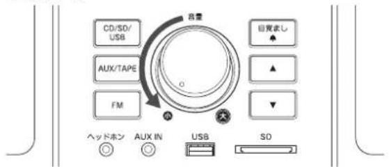 Qriom QRB-35 - 音量ツマミを左側に回し、音量を最小にします。 - 1