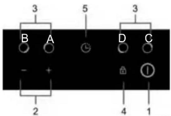 3 B A 5 - + 2 4 1 D C