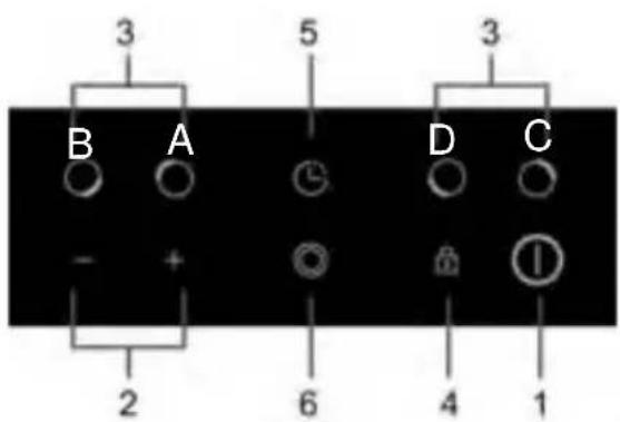 3 B A 5 - + 6 4 1 3 D C