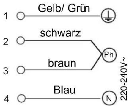 1 Gelb/ Grün schwarz braun Ph N 220-240V~ 3 4