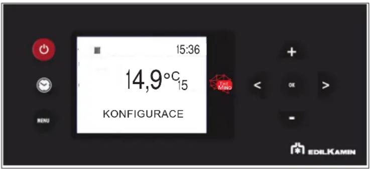 15:36 14,9°C 15 KONFIGURACE MENU + - OK > - EDILKAMIN