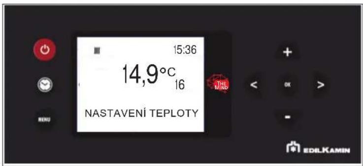 15:36 14,9°C 16 NASTAVENÍ TEPLOTY + - OK > - EDILKAMIN
