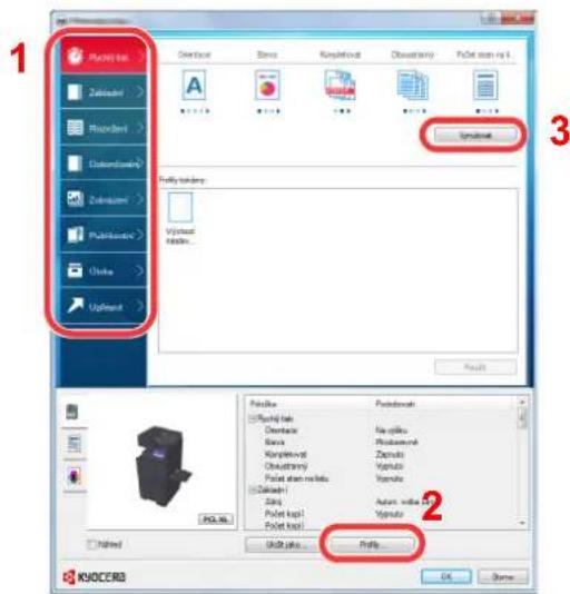 KYOCERA TASKalfa 3553ci - Obrazovka vlastností ovladače tiskárny - 1