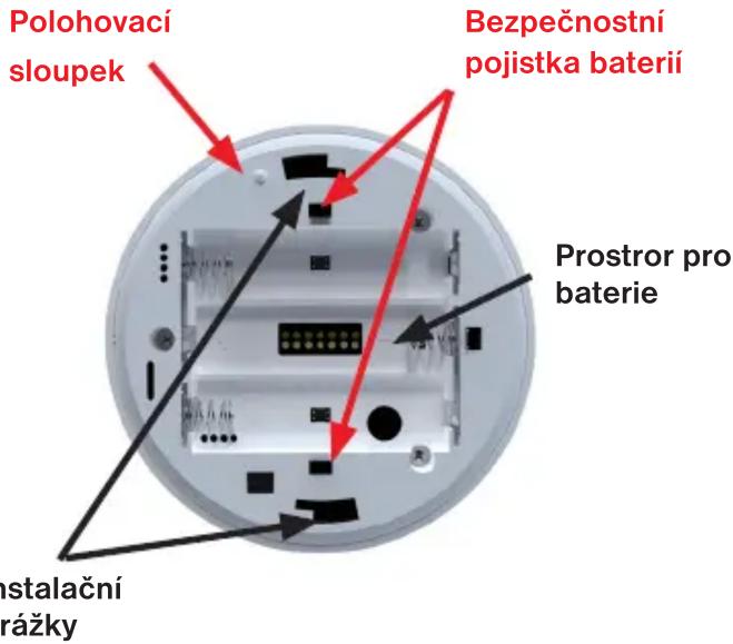 Polohovací sloupek Bezpečnostní pojistka baterií Prostror pro baterie instalační rážky