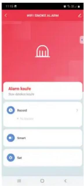 11:15 WIFI SMOKE ALARM Alarm kouïe Stay denoke kouïe Record No Investor Smart Set