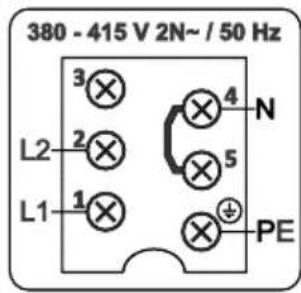 380 - 415 V 2N~ / 50 Hz L2 2 N L1 1 5 PE