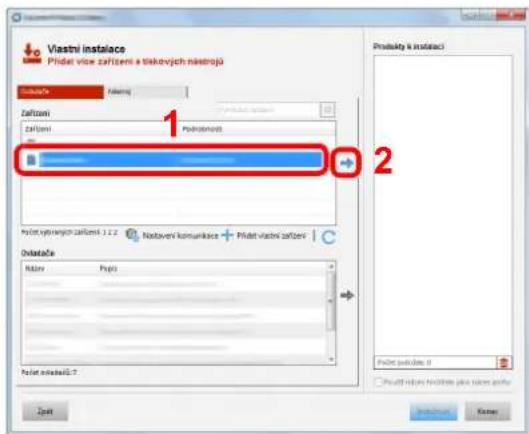 Vlastni instalace Přídan víve zařízení a tiskových nástrojů 1 2 Zařízení Zařízení Přídan výtičního zařízení 1.2.2 Nostaveni komunikace + Přídan výtiční zařízení Ostatace Rážne Projí Přídan výtičního zařízení 1.2.2 Přídan výtičního zařízení Přídan výtičního zařízení Zpát Klomer