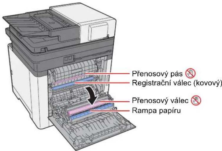 Přenosový pás Registrační válec (kovový) Přenosový válec Rampa papíru