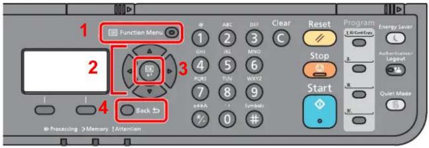 1 Function Menu 2 3 4 Back Processing >Memory |Attention 1 ABC DEF Clear Reset Program GHI 2 3 C // ED Gen Copy Energy Saver 4 5 MNO Stop PORS TUV WXYZ 7 8 9 Start a+A 0 # W... Quiet Mode