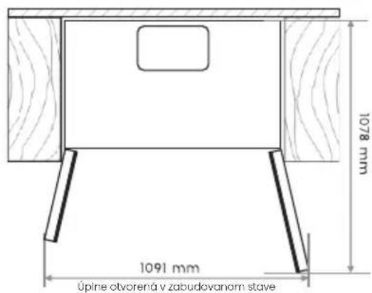1078 mm 1091 mm Úpine otvorena v zabudovanom stave