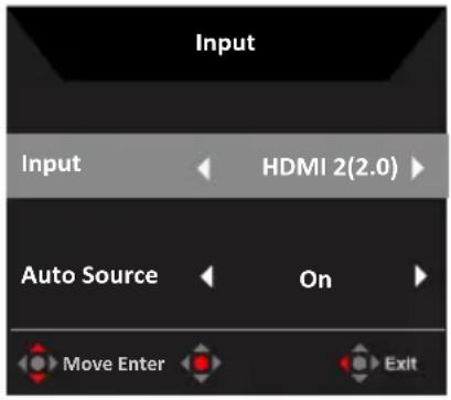Input Input HDMI 2(2.0) Auto Source On Move Enter Exit