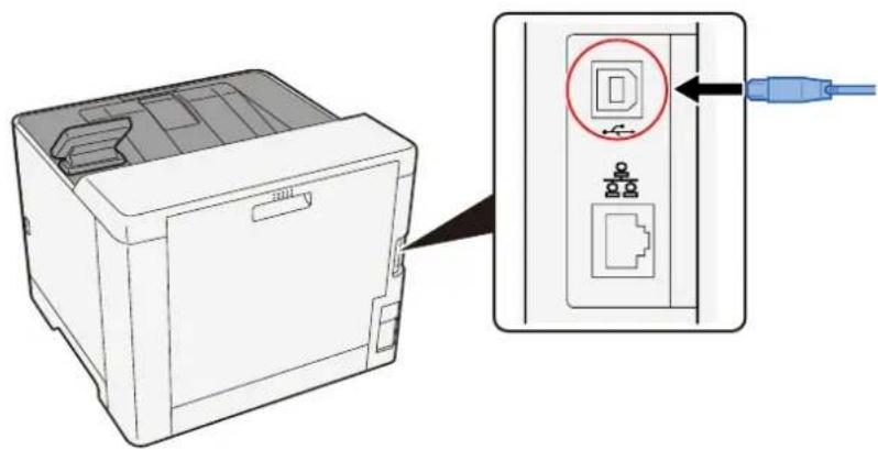 Utax P-C2651DW - Připojení kabelu k zařízení. - 1
