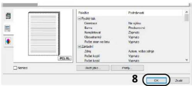 Pološka Podrobnosti Ryubný tisk Clementace Na výšku Barva Phobarovní Kompletovat Zoputo Oboustranný Vypruto Počet stran na latu Vypruto Zrakladni Zdroj Autom. volba zdrnje Počet kopil Vypruto Počet kopil Vypruto Ukost jako... Praty... 8 OK Zrakladni