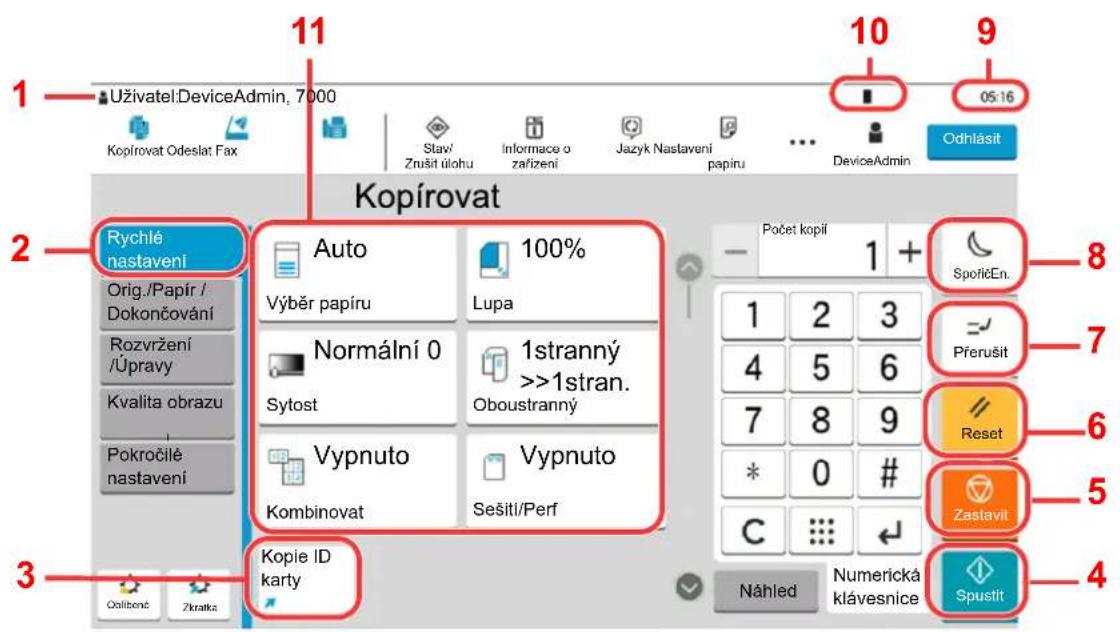 Utax 7058i - Příklad: Obrazovka systémové nabídky - 2