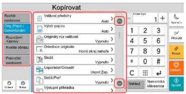 Utax 7058i - Zobrazení obrazovky nastavení - 2