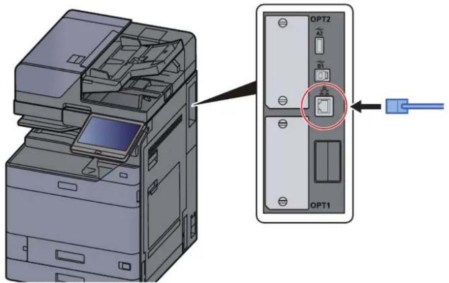Utax 7058i - Připojení kabelu k zařízení. - 1