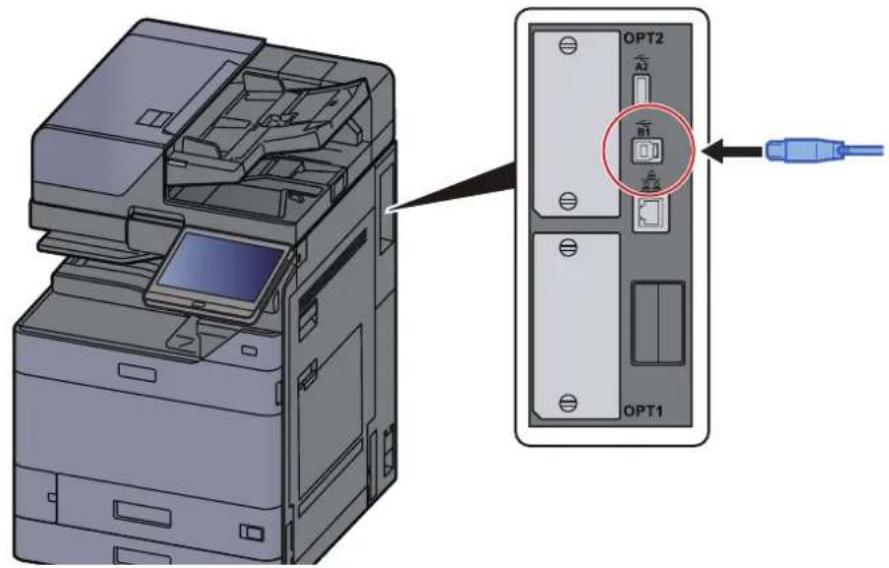 Utax 7058i - Připojení kabelu k zařízení. - 1