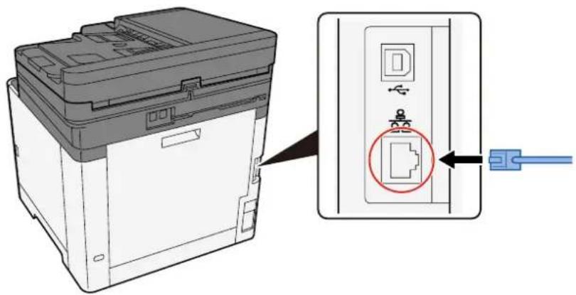 Utax P-C2656w MFP - Připojení kabelu k zařízení. - 1