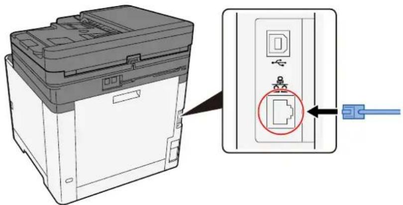 Utax P-C2656w MFP - Připojení kabelu k zařízení. - 1