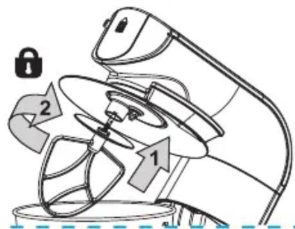 Diagram illustrating a mechanical device with labeled parts, including lock and numbered components.