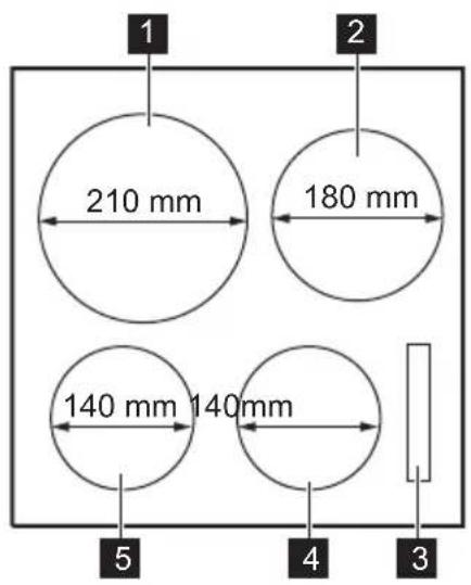 ELECTROLUX LKI564266K - Uspořádání varné plochy - 1