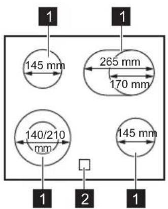 145 mm 265 mm 170 mm 140/210 mm 145 mm 1 2 1