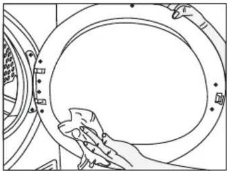 WHIRLPOOL C WD 95M WBR CZ - Filtry na vlákna (vnitřní a vnější filtry) / Čištění vnitřního povrchu plnicích dvířek - 5