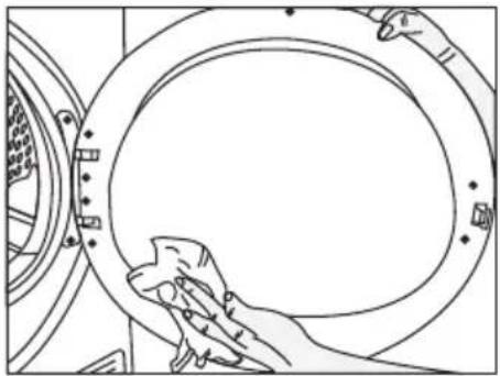WHIRLPOOL C WD 85M WBS CZ - Vláknové filtre (interné a externé filtre)/Čistenie vnútorného povrchu plniacich dvierok - 4